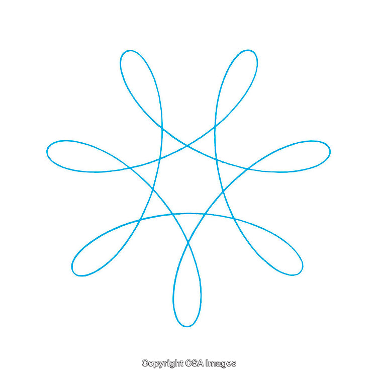 Blue Geometric Line Art on White Background Displaying Symmetrical Design
