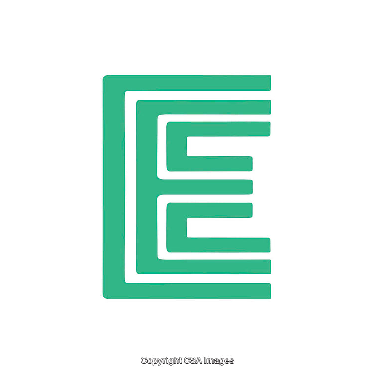 Modern Abstract Green Letter E Design on a White Background