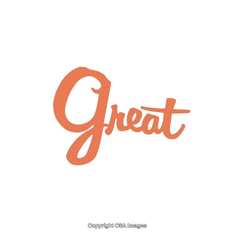 Stylized Orange Lettering Artwork with the Word 'Great' on White Background