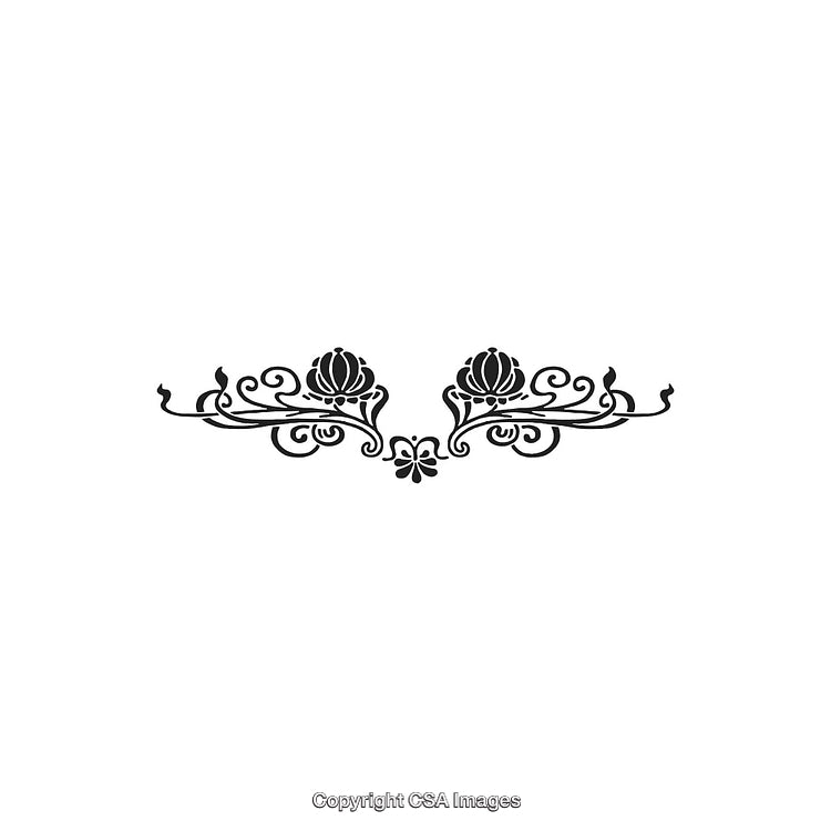 Vintage Black And White Decorative Floral Ornament Design