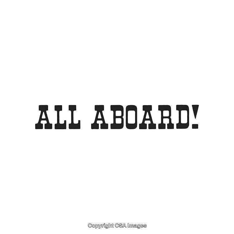 All Aboard Bold Vintage Typography Design for Invitations or Advertisements