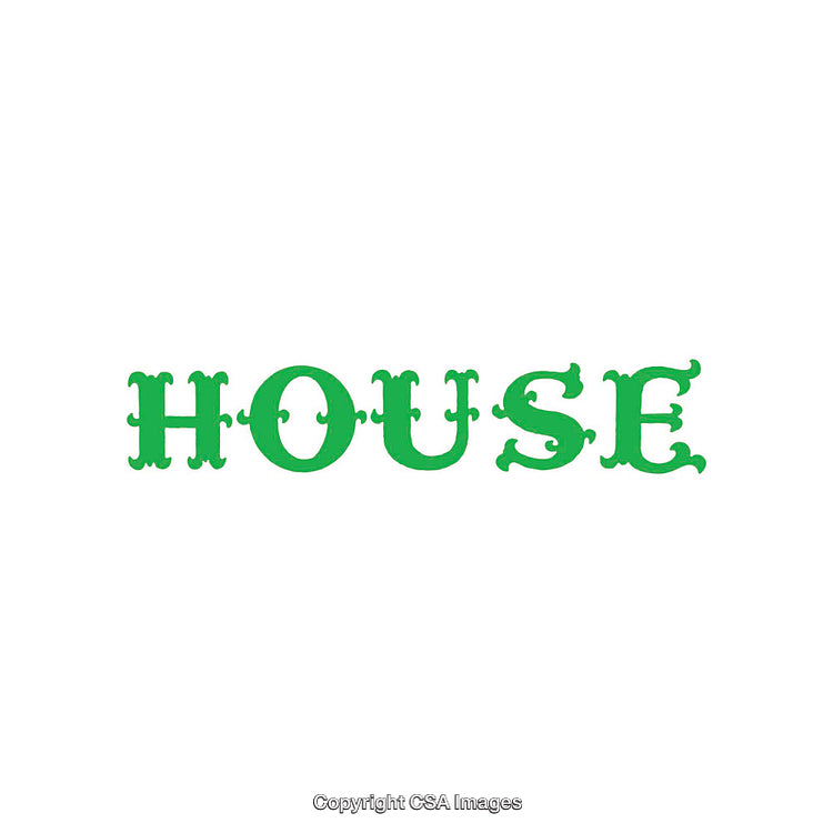 Green Word Art Design Depicting the Text 'House' in Unique Font Style