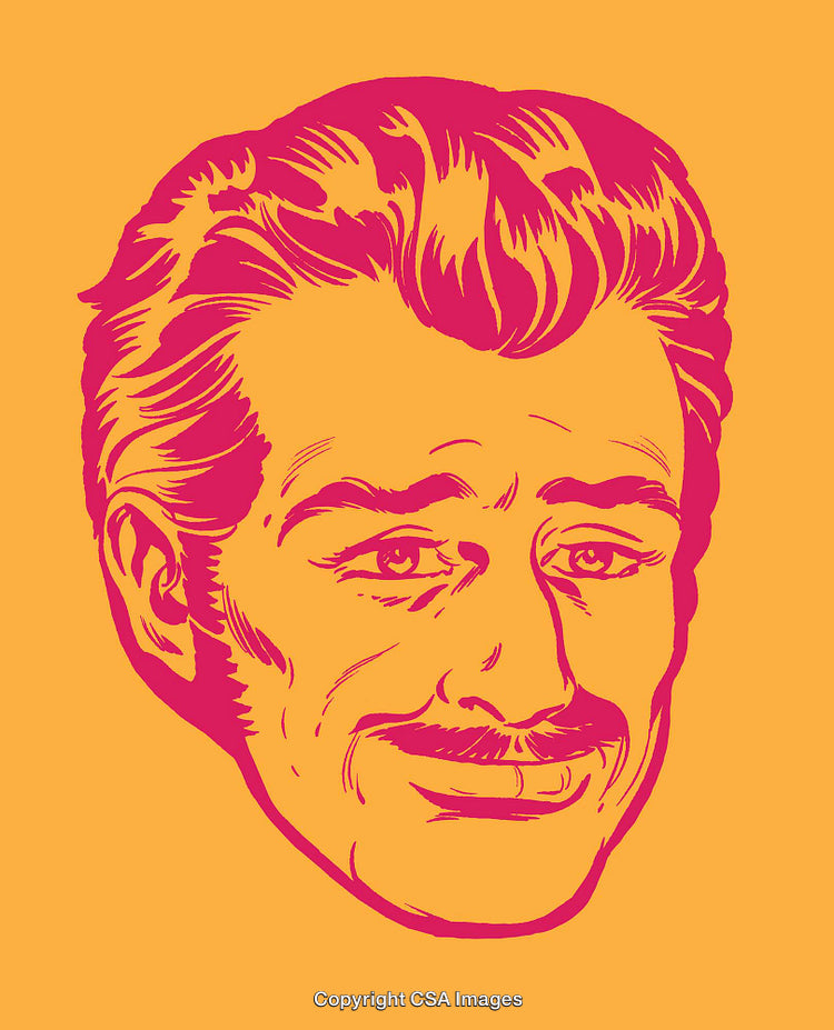 Retro Illustration of a Man's Face in Bright Bold Colors
