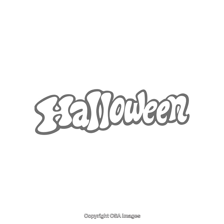 Monochrome Halloween Text with Playful Bubble Styling on White Background