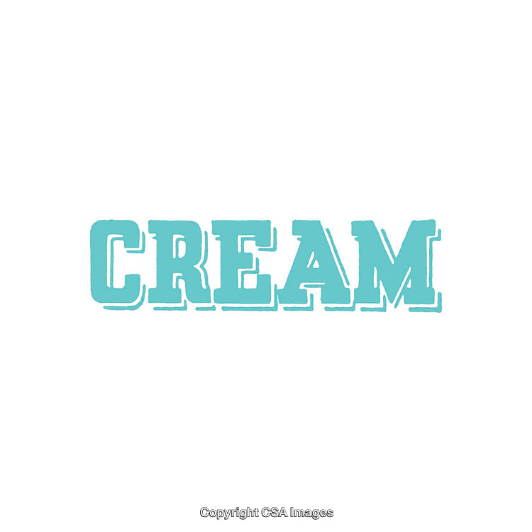 Text Illustration Featuring the Word 'Cream' in a Teal Retro Font Style