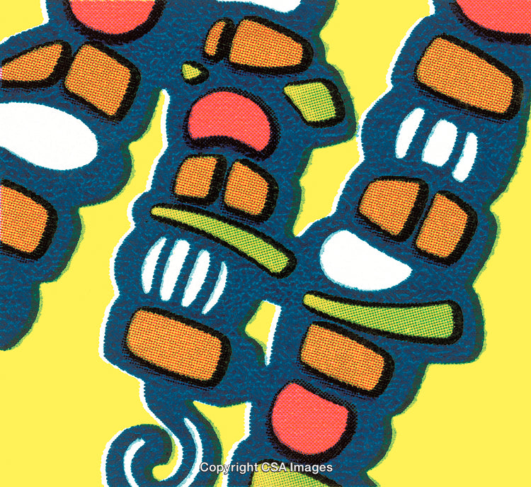 Vivid Abstract Graphic With Colorful Shapes on a Bold Yellow Background