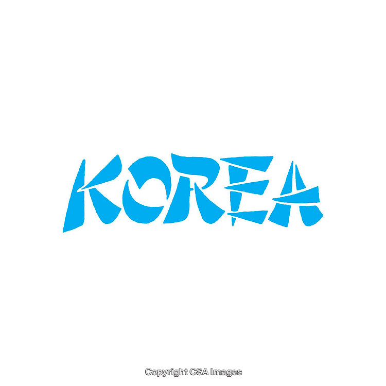 Abstract Text Design Featuring the Word Korea in Vibrant Blue Color
