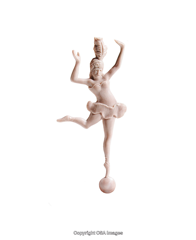 Graceful Plastic Figurine of a Ballerina Performing on a Balancing Ball
