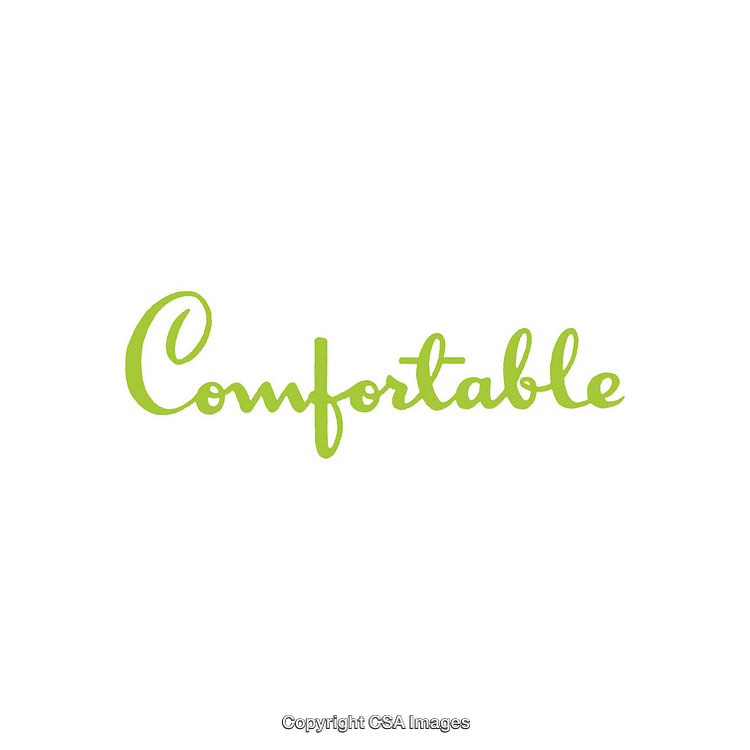 Stylish Green ‘Comfortable’ Text on White Background, Minimalist Design