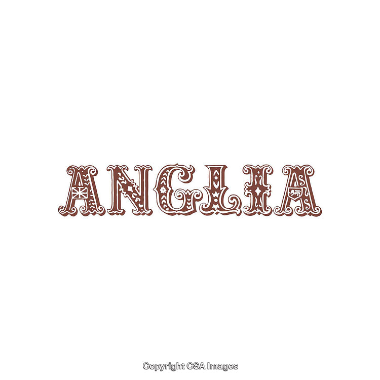 Vintage Styled Decorative Typography Design with the Text 'Anglia'