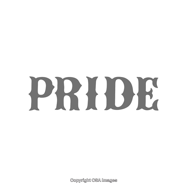 Black and White Text Design Featuring the Word Pride in Bold Letters