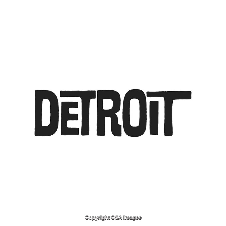 Detroit Typography in Bold Black Font on White Background