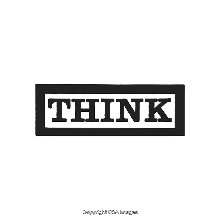 Simple Bold Design Featuring the Word THINK in Black on White Background