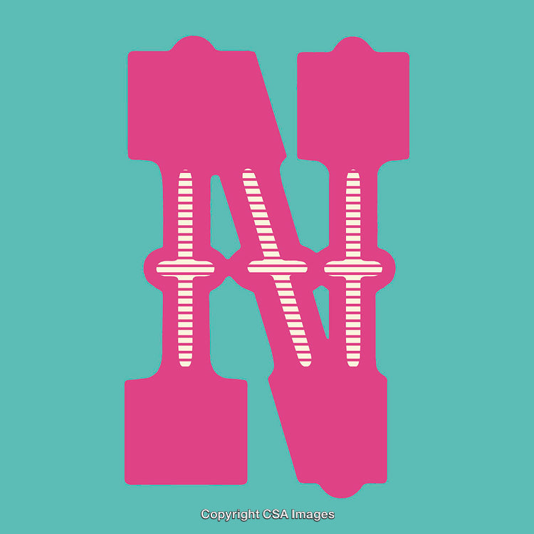 Stylized Pink Letter N On a Turquoise Background