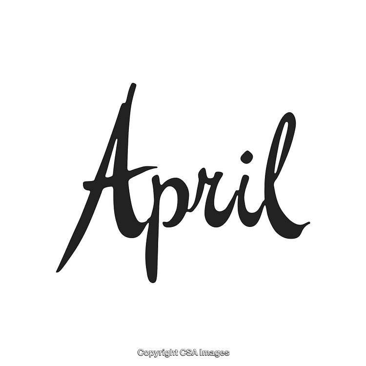 Elegant Handwritten 'April' Text on a White Background
