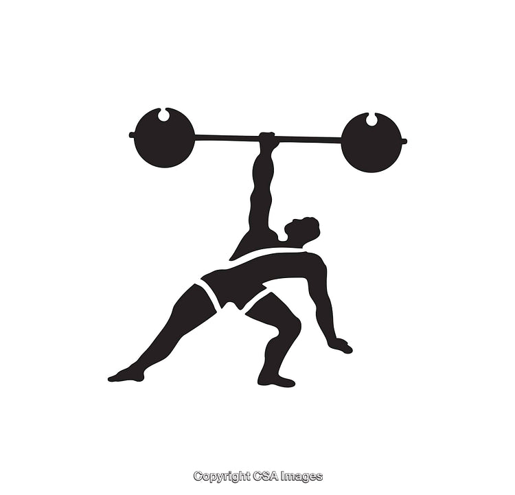 Silhouette Illustration of Weightlifter Lifting Heavy Barbell in Athletic Pose