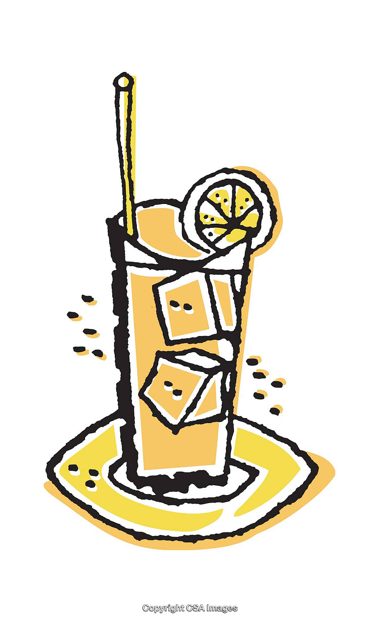 Colorful Illustration of a Glass of Lemonade with Lemon Slice