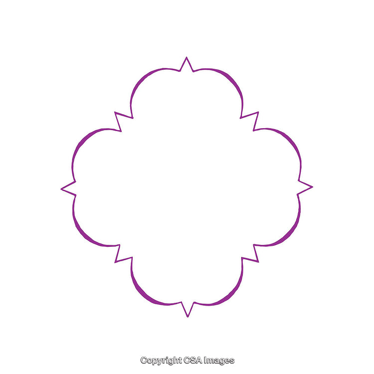Symmetrical Geometric Shape in Purple on a White Background