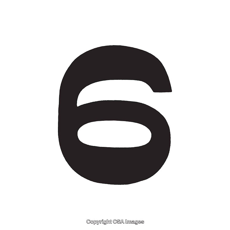 Black Number Six on a White Background in Bold Font