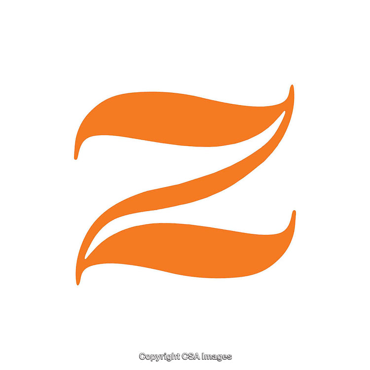 Abstract Decorative Orange Letter Z Isolated on a Clean White Background