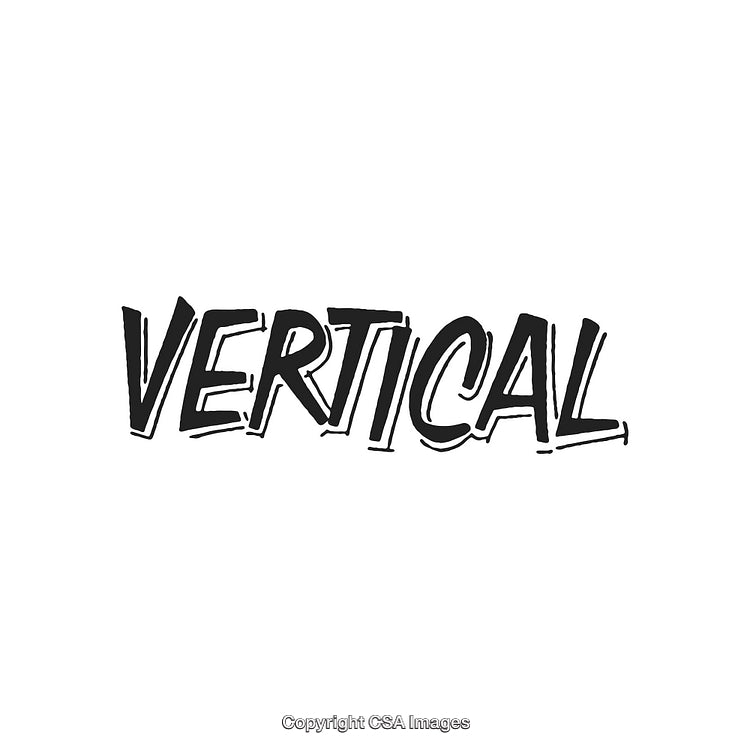 Bold Word 'Vertical' in Black Artistic Font on White Background