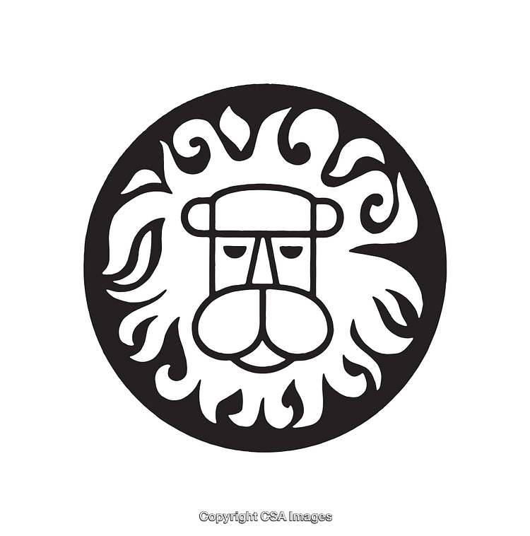 Black And White Stylized Lion Face Icon With Flowing Mane