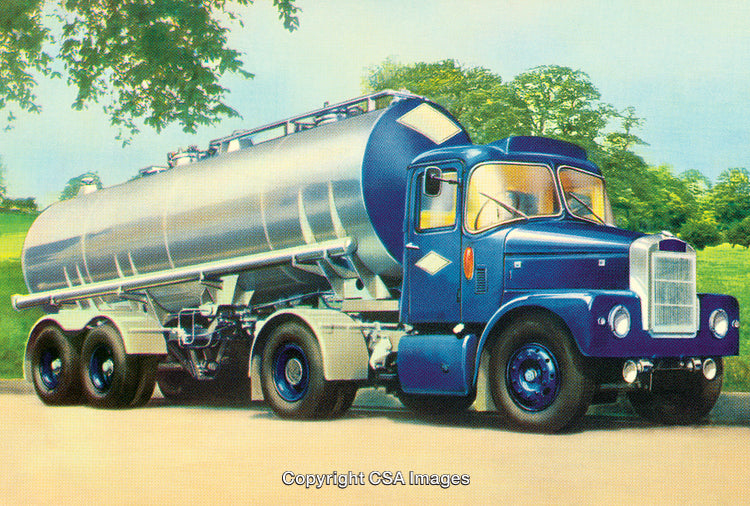 Blue Tanker Truck Parked in Scenic Countryside on a Sunny Day