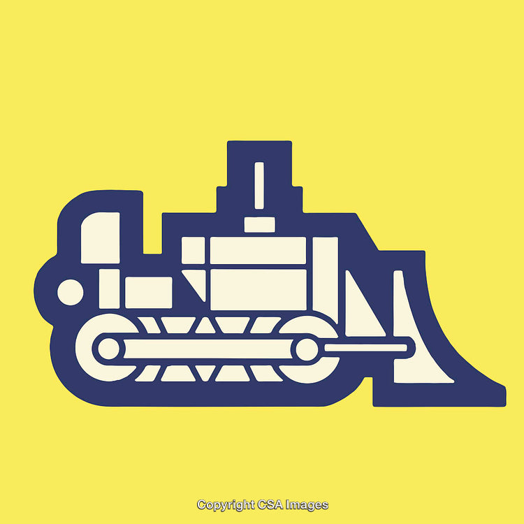 Construction Vehicle Design in Bold Yellow and Blue Cartoon Style Art