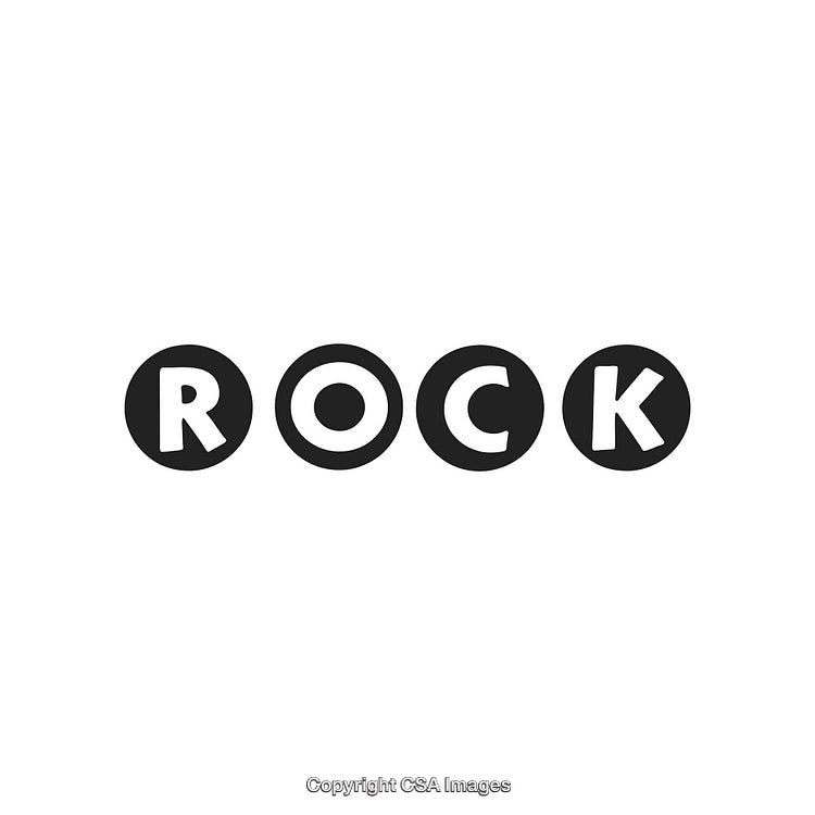Bold Typography Displaying the Word 'Rock' with Circular Backgrounds