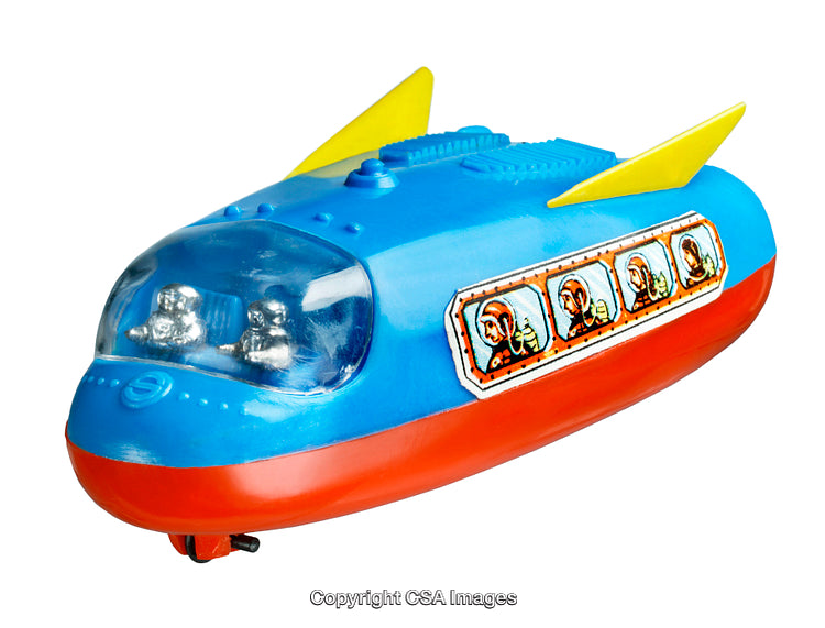 Colorful Vintage Plastic Toy Spacecraft With Astronaut Figures
