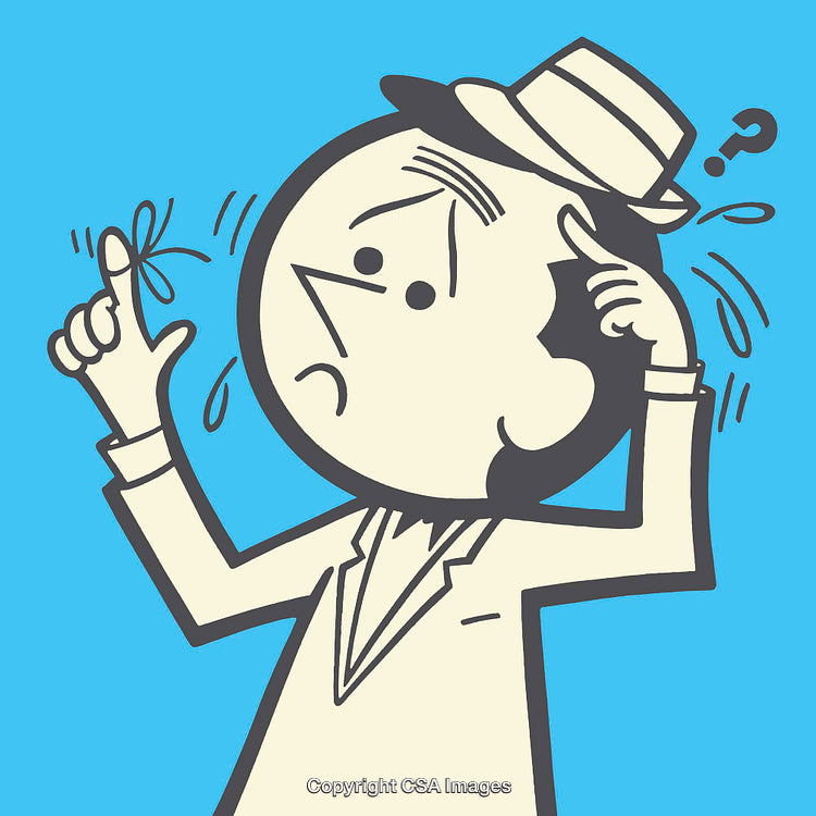 Confused Cartoon Character With Hat and Question Mark Illustration