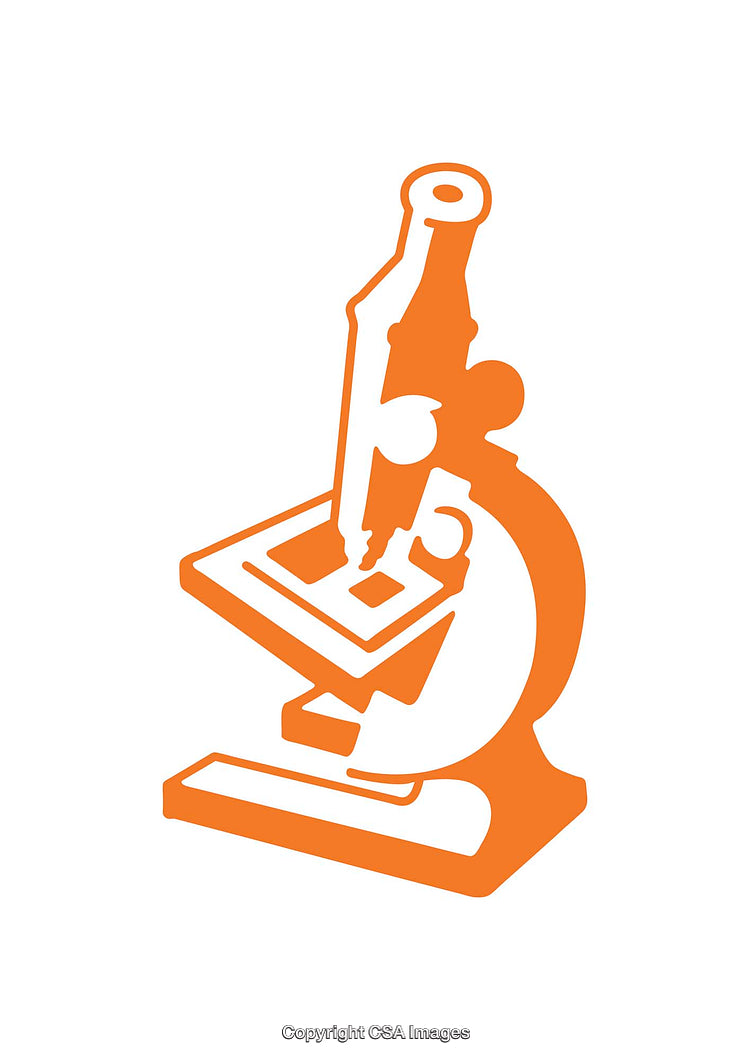 Orange Microscope Silhouette Icon on a White Background