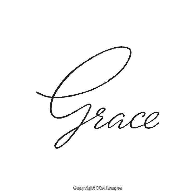 Elegant Calligraphy Word 'Grace' Written in Black Ink Style on a White Background