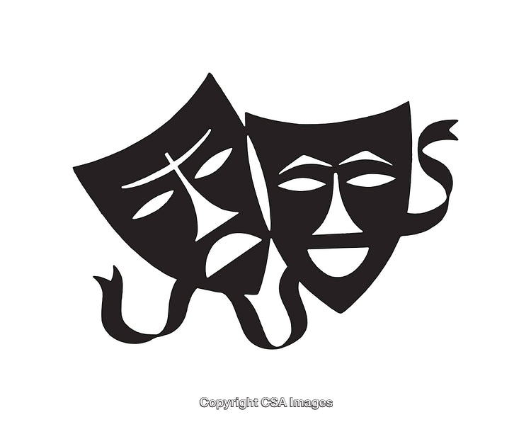 Classic Comedy and Tragedy Masks Symbolizing Theater and Drama