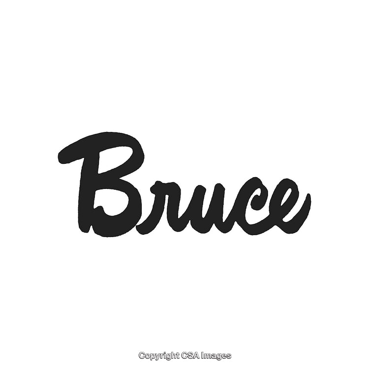 Handwritten Calligraphy Style Text with the Name 'Bruce' in Black