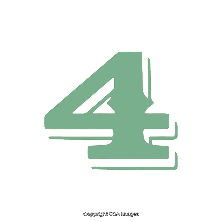 Green Number Four Design with Streamlined Style on White Background