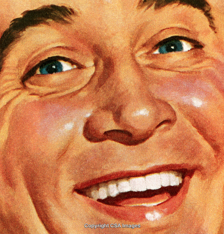 Close-Up of a Cheerful Vintage Smiling Face with Joyful Expression
