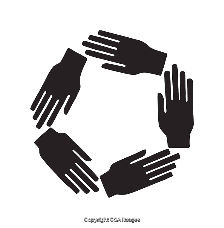 Symbol of Unity Featuring Connected Hands in a Circular Design