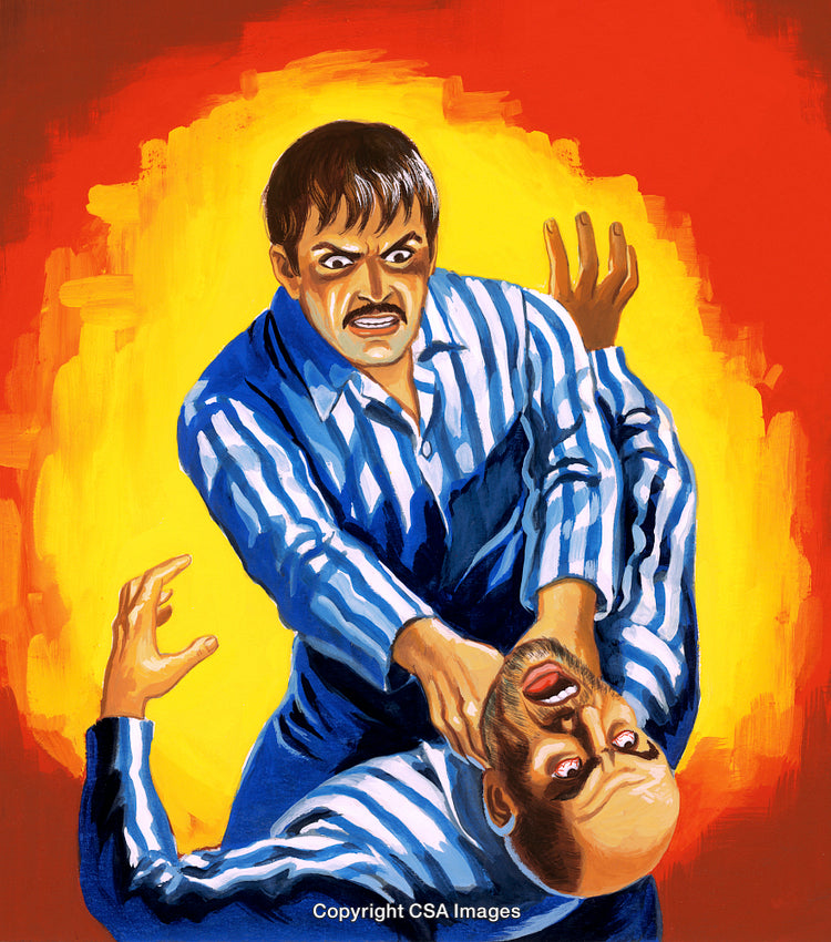 Intense Conflict Between Two Figures in Dynamic Expressionistic Style