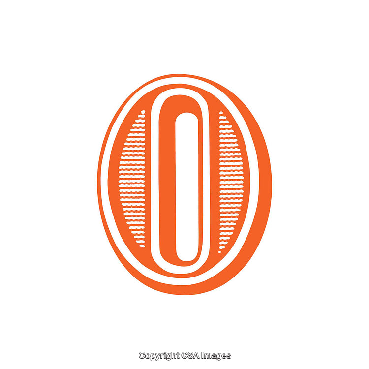 Stylized Orange Letter O with Intricate Design Elements