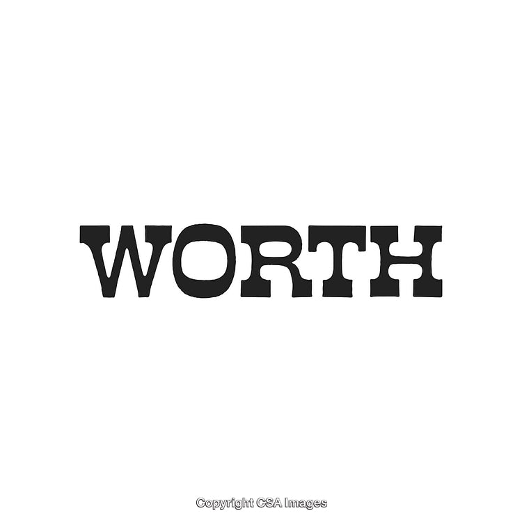 Black and White 'Worth' Text on Minimalist White Background