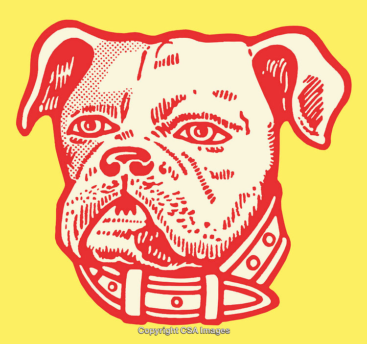 Vintage Line Art of a Dog on Yellow Background