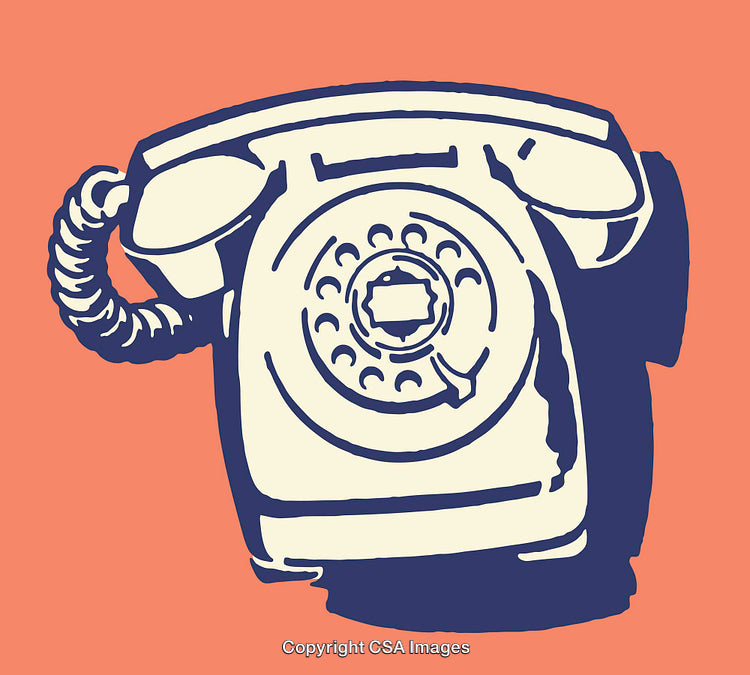 Vintage Rotary Dial Telephone Illustration with Bold Color Background