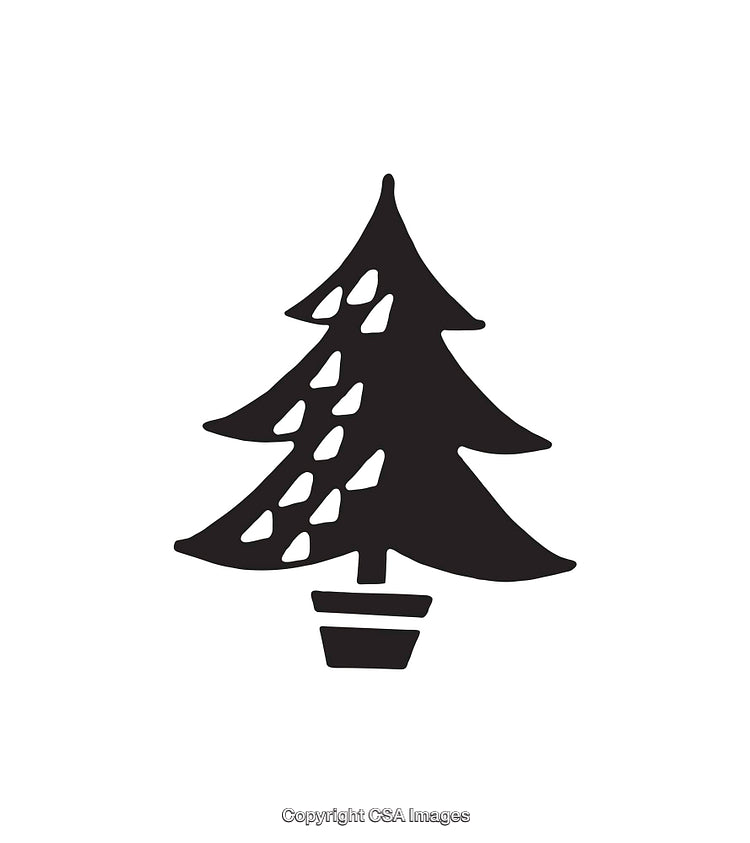 Minimalist Black and White Christmas Tree Icon With Simple Design