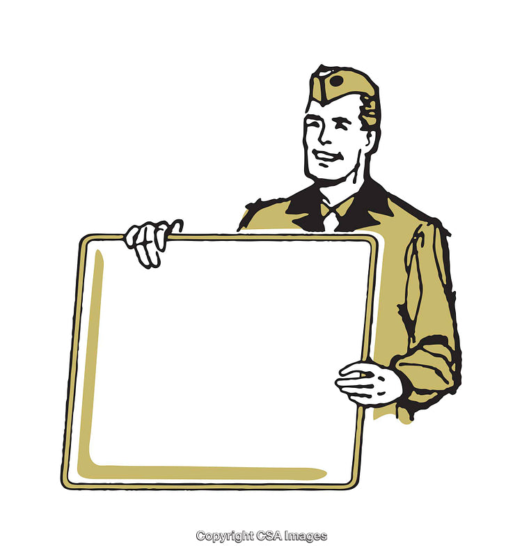 Vintage Style Illustration of a Man Holding a Blank Sign