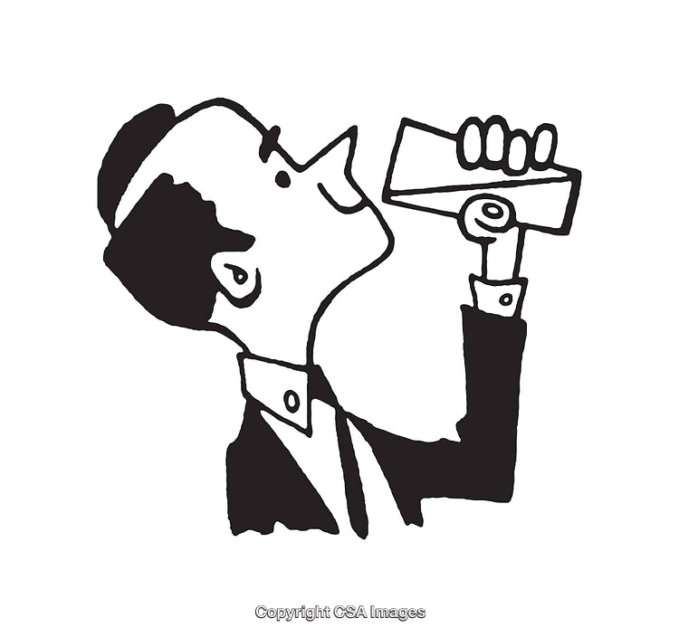Stylized Black and White Line Art of Drinking Concept