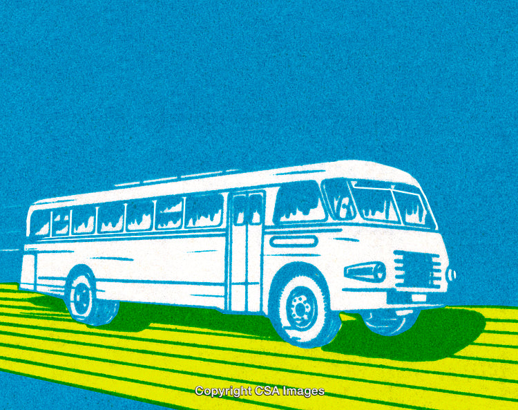 Retro Style Illustration of a Bus on a Vibrant Background
