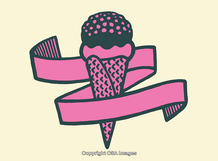 Colorful Line Art of Ice Cream With Wrapping Ribbon Illustration
