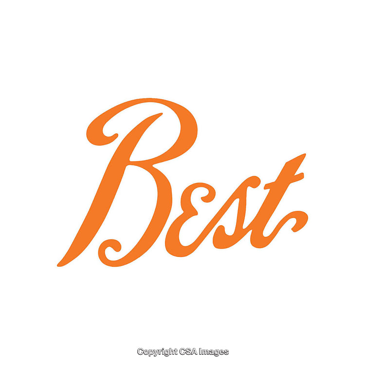 Orange Handwritten Script Representation of the Word 'Best'