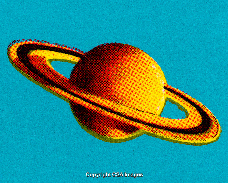 Vibrant Illustration of a Pop Art Style Saturn Planet with Rings